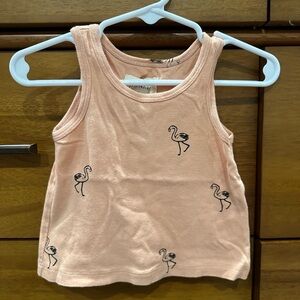 Little Indians Coral Flamingo Print Kids Tank Top